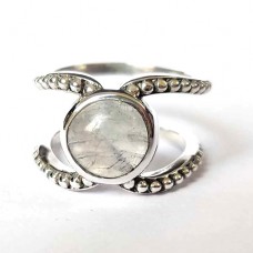 Majestic Rainbow moonstone Boho silver ring